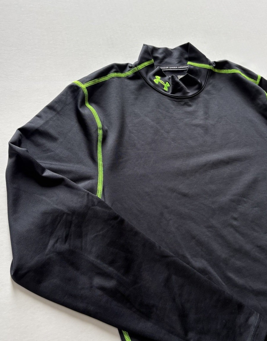 Under Armour Coldgear Fitted Long Sleeve Mens Small Mock Neck Black Green gallery