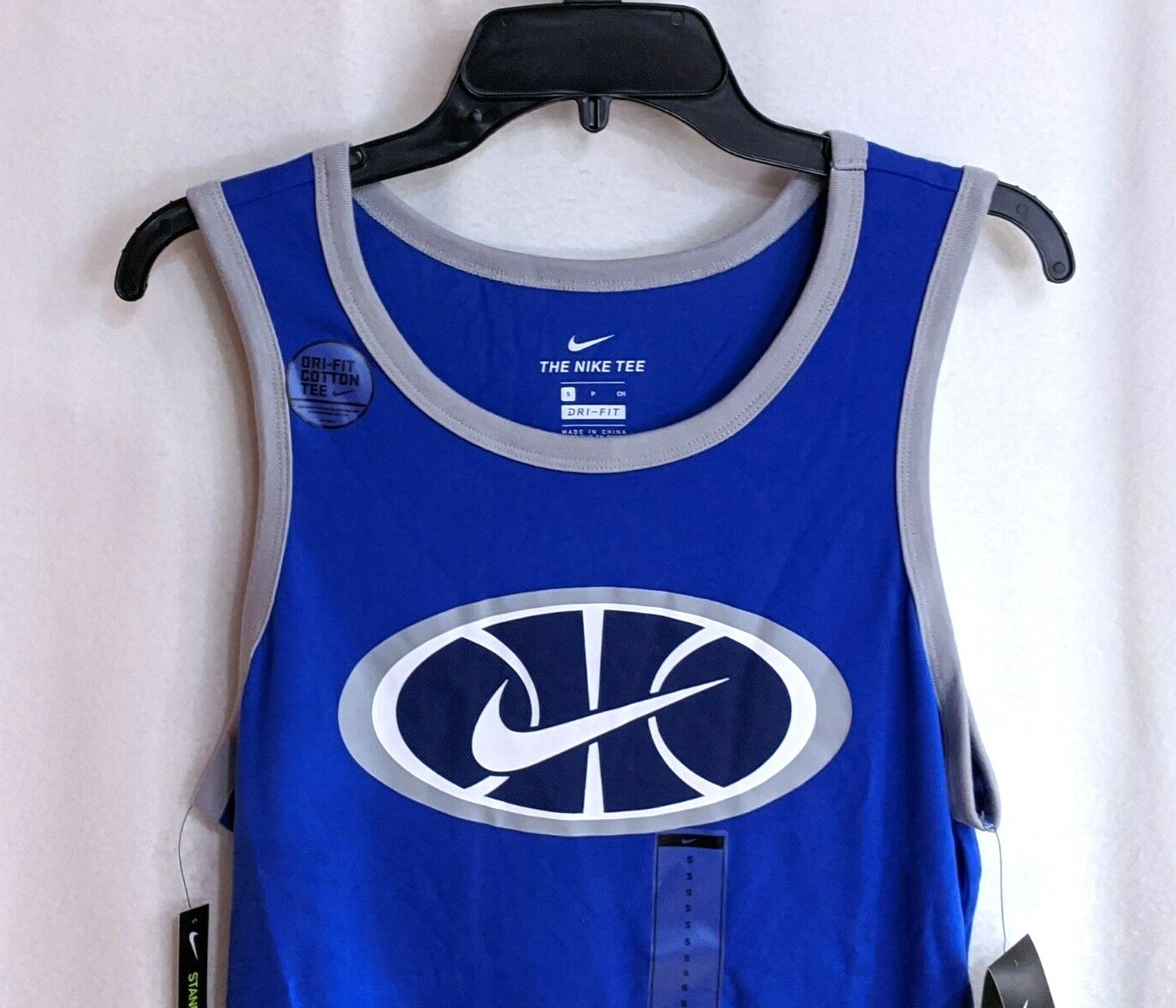 Nike Dry Men's Blue/Grey Dri Fit Cotton Basketball Tank (CT6119-480) Siz S/M/XL gallery