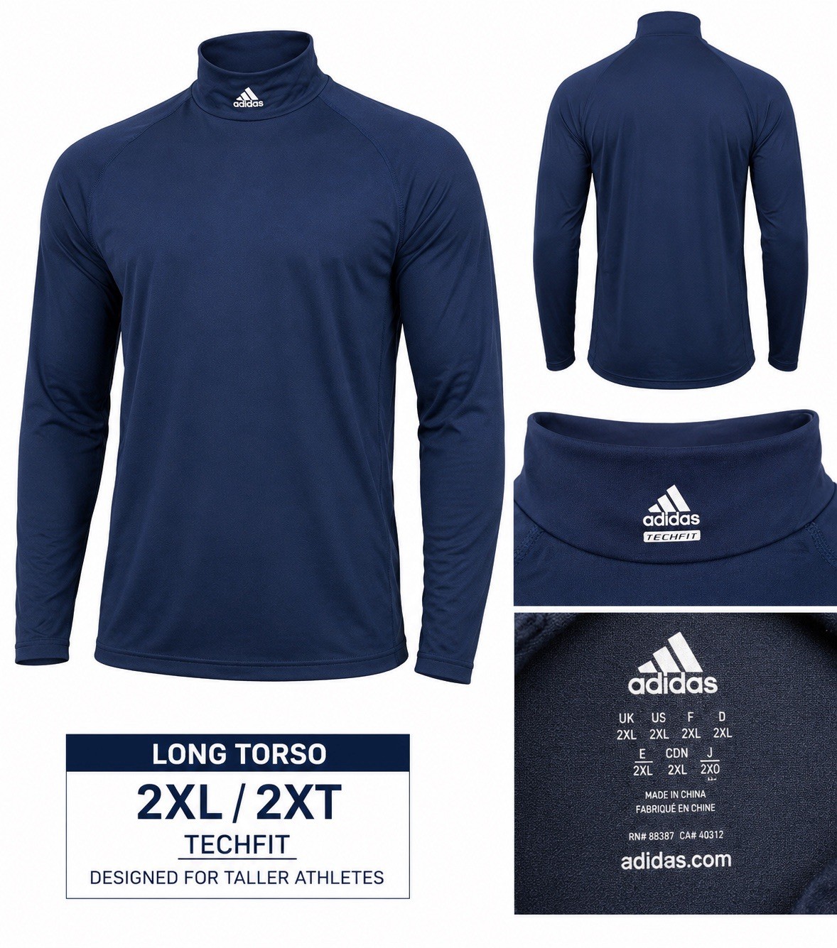 Addis Men’s Tech Fit , Clima Warm Long Sleeve Training Shirt Navy Size 2XL gallery