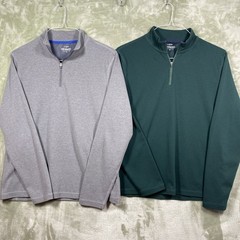 J. Crew Performance 1/4 Zip Shirt Men’s M Gray Green Pullover Casual BE306 Set-2