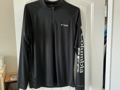 Columbia PFG Omni-Shade Men’s Quarter Zip Fishing Shirt Black Long Sleeve Size M