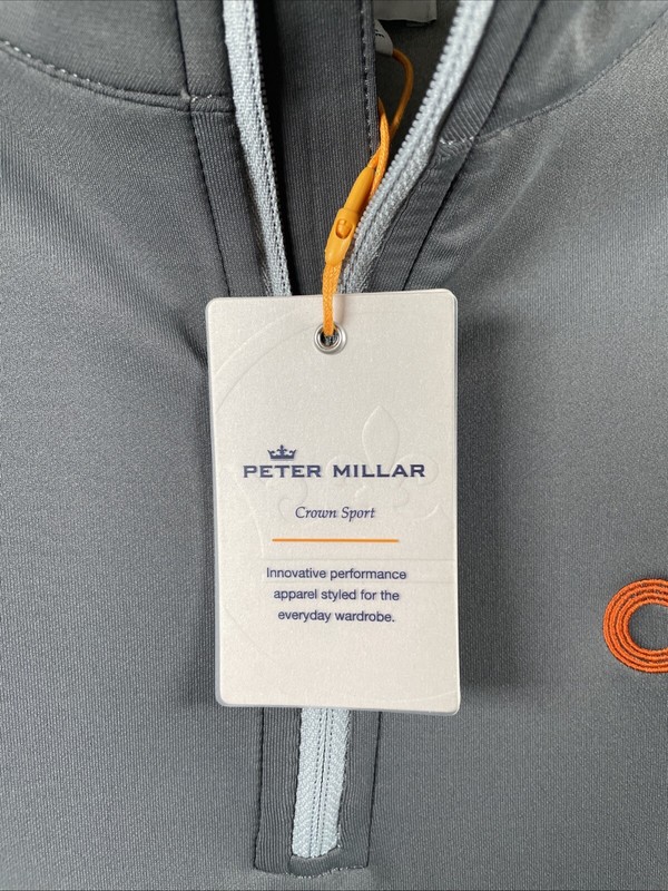 Peter Millar Crown Sport Perth Loop Iron Grey Quarter Zip Pullover Mens M NEW gallery