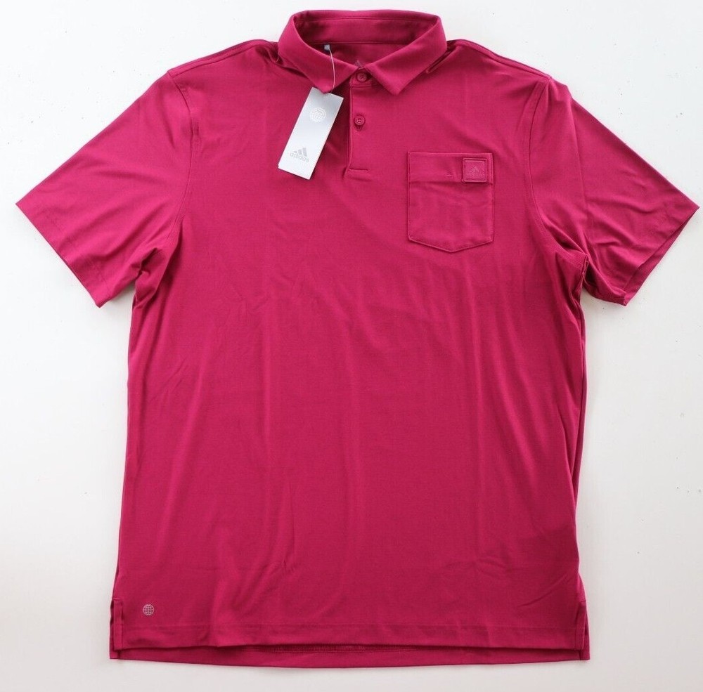 ADIDAS GO-TO UV50 SHORT SLEEVE POLO SHIRT TOP - LEGACY BURGUNDY HA9111 - MEN M