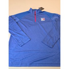 NHL New York Rangers Mens XL Quarter Zip Pullover Blue Performance Shirt New