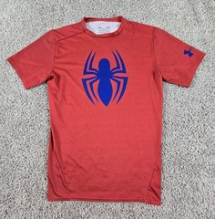 Under Armour Spiderman Shirt Mens Large Compression HeatGear Training Marvel Red