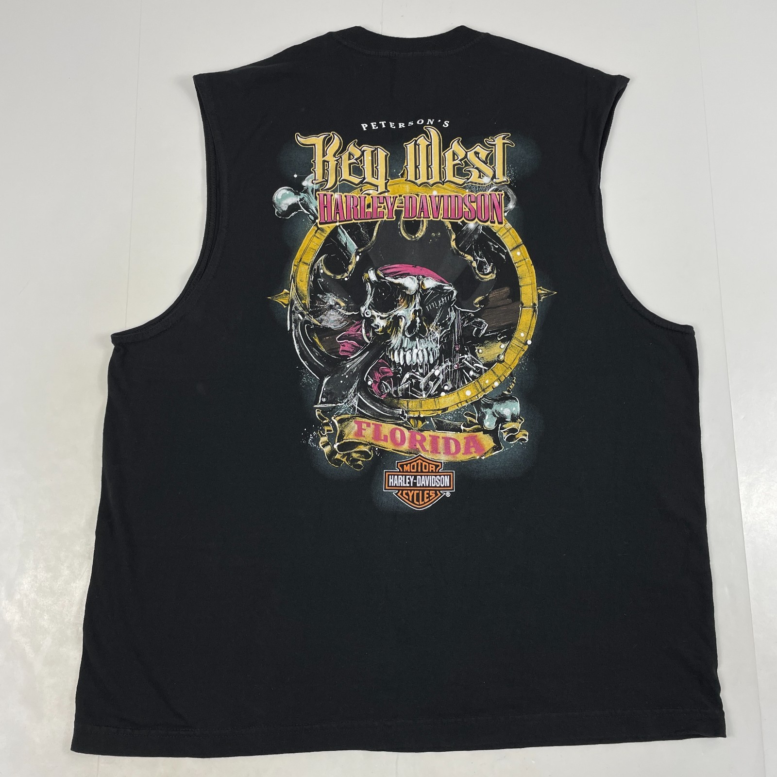 Harley Davidson Shirt Mens Extra Large Black Sleeveless Tank Biker Skull Pirate gallery