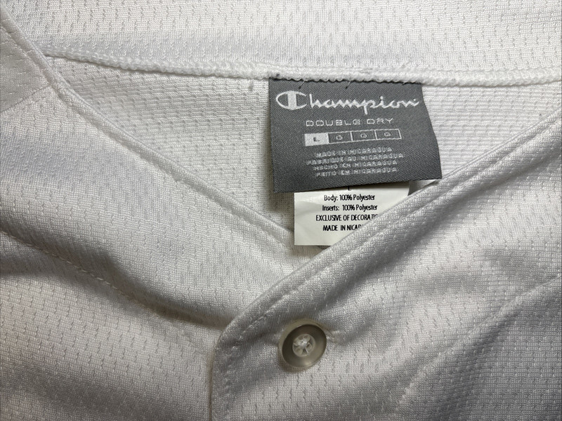 Champion Double Dry White Button Up Jersey Mens Size Large Rare. Very Clean. gallery