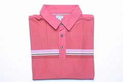 Ashworth Striped Short Sleeve Polo Shirt (M) AE9522 Red