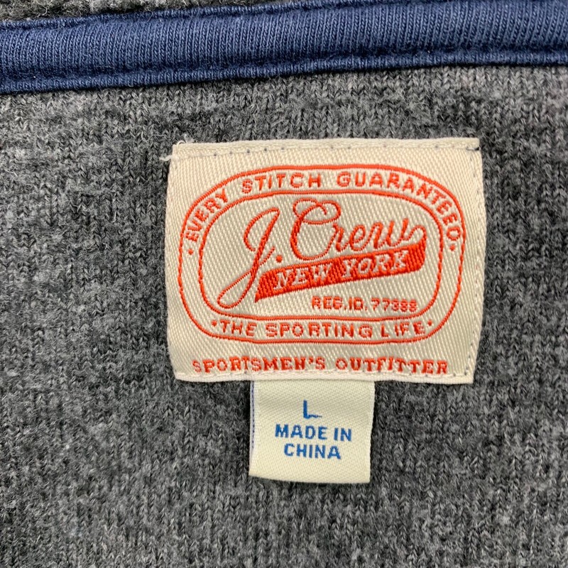 J.Crew Men’s Teddy Sherpa 1/4 Zip Pullover Gray/Navy Blue • Large gallery