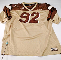 Vintage 90s Y2K FUBU Sport Football Jersey XXXL Brown Cream Streetwear Hip Hop