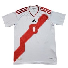 Adidas Peru National Team Home Jersey White Red Sash Slim Fit Large ClimaCool