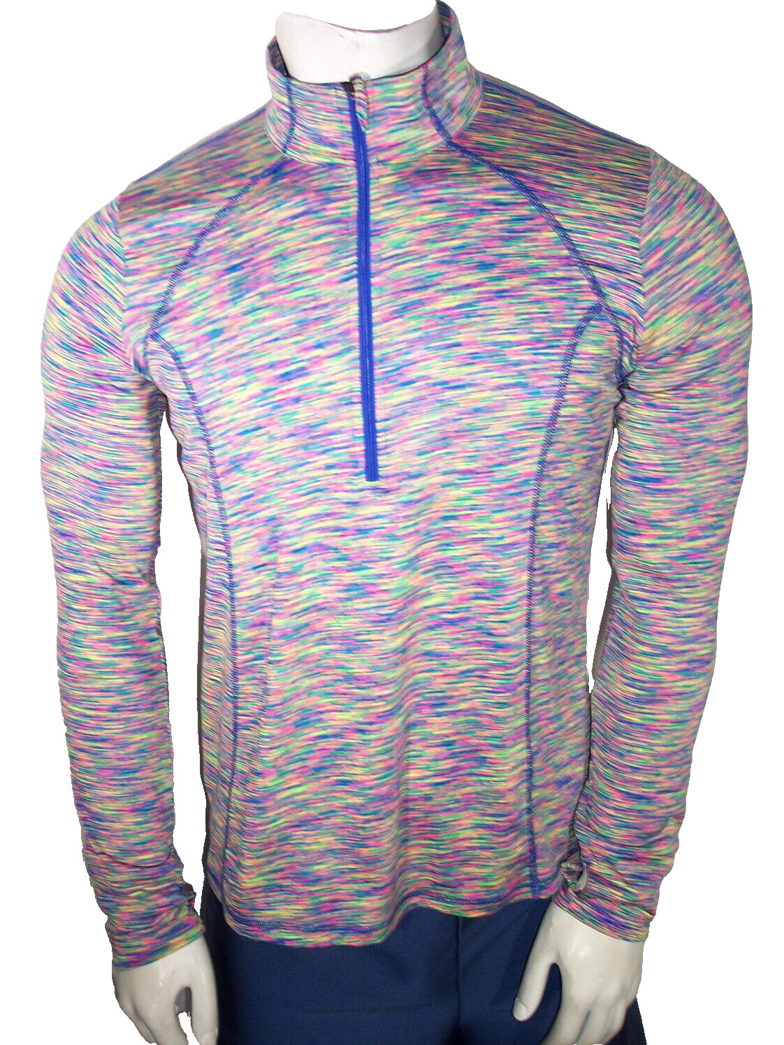 New Xersion Pride Large Rainbow Striped 1/4 Zip Poly/Spandex Pullover Shirt gallery