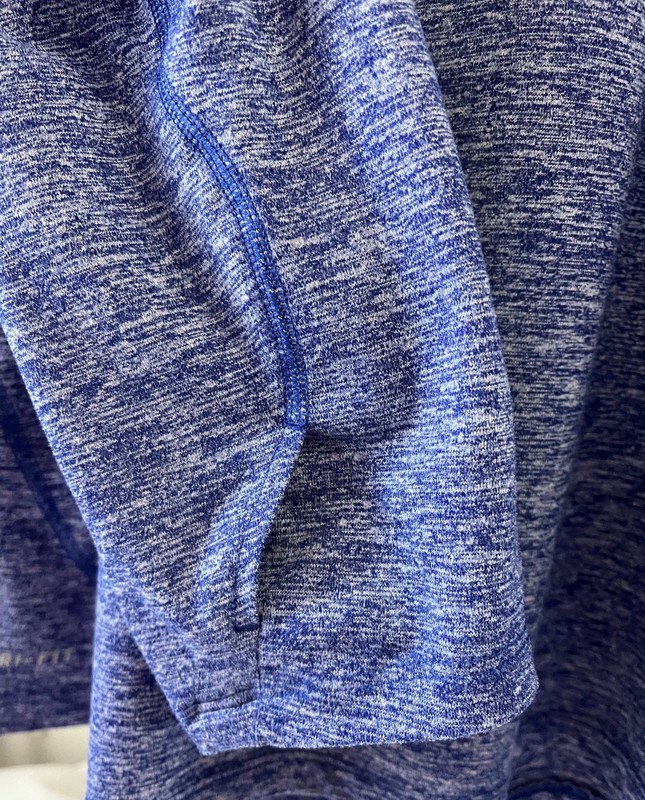 Nike Dri-Fit Running Pullover Mens Large Blue Heather/Orange 1/4 Zip 683485-457 gallery
