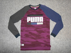 PUMA COLORBLOCK MENS LARGE LONG SLEEVE PURPLE GRAY BLUE SHIRT