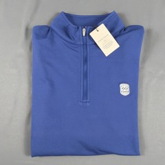 Peter Millar Golf Pullover Crown Chest Logo 1/4 Zip Medium Blue Polyester $150