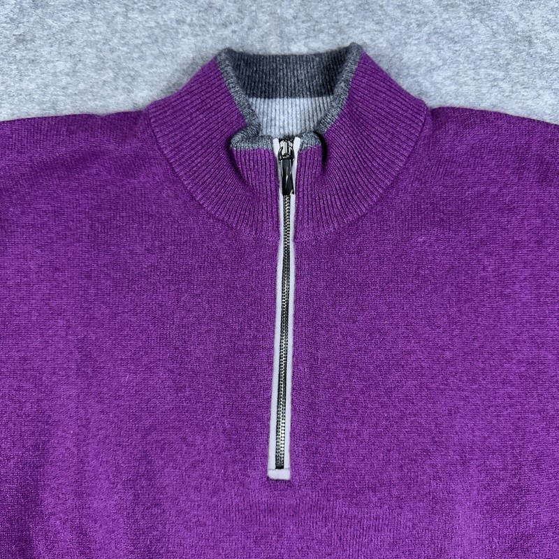 Greyson Sweater Mens Small 1/4 Zip Pullover Sebonack Cashmere Wool Aubergine NWT gallery