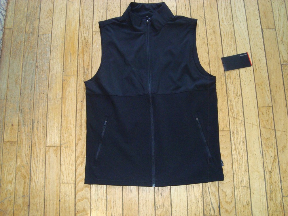 LAYER 8 FULL ZIP POLYESTER BLEND BLACK COLOR VEST MEN'S SIZE SMALL BNWT@$45.00