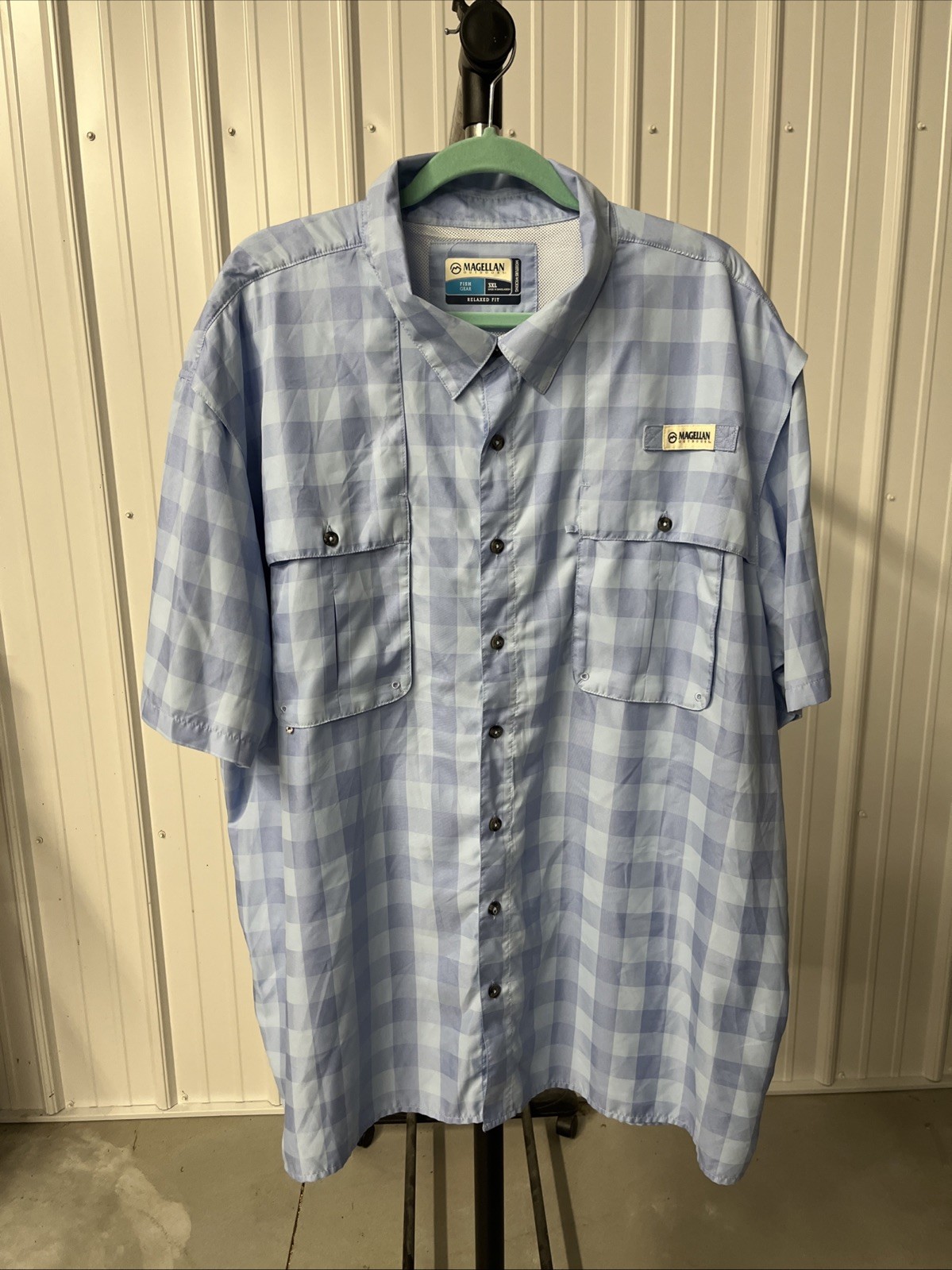 Magellan Fish Gear Men’s Relaxed Fit Button Front Shirt Blue Size 3xl Checkered gallery
