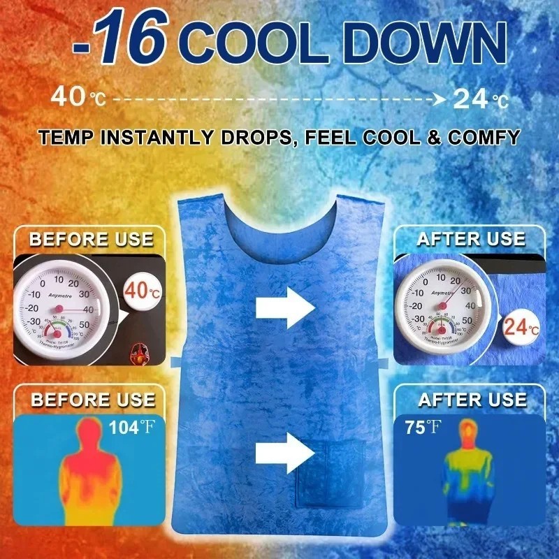 Cooling Vest Evaporative Ice Cooling Shirt Heatstroke Outdoor Work Wear gallery