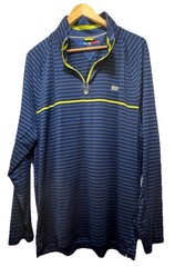 Tommy Hilfiger Sport Quarter Zip Pullover Mens 2XL Blue Stripe Golf Shirt B7#9