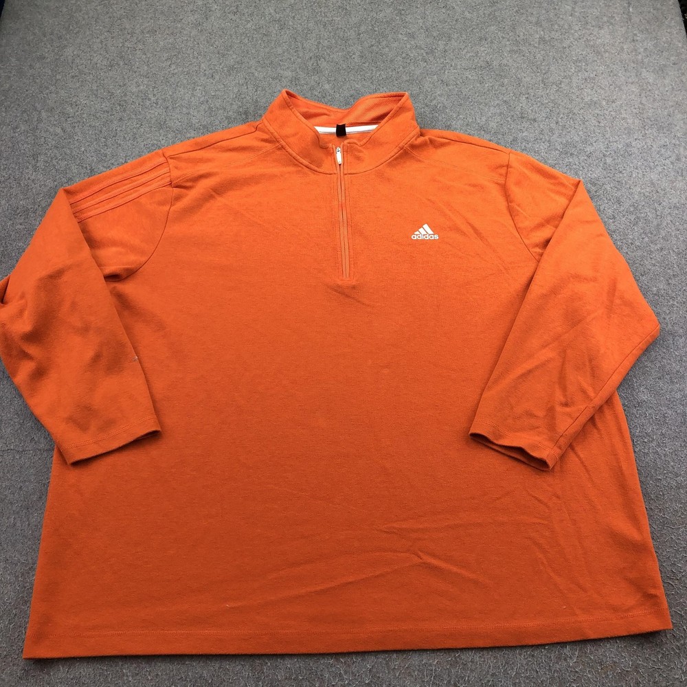 Adidas Pullover Mens 4XL Orange 1/4 Zip Long Sleeve Primegreen Athletic Top