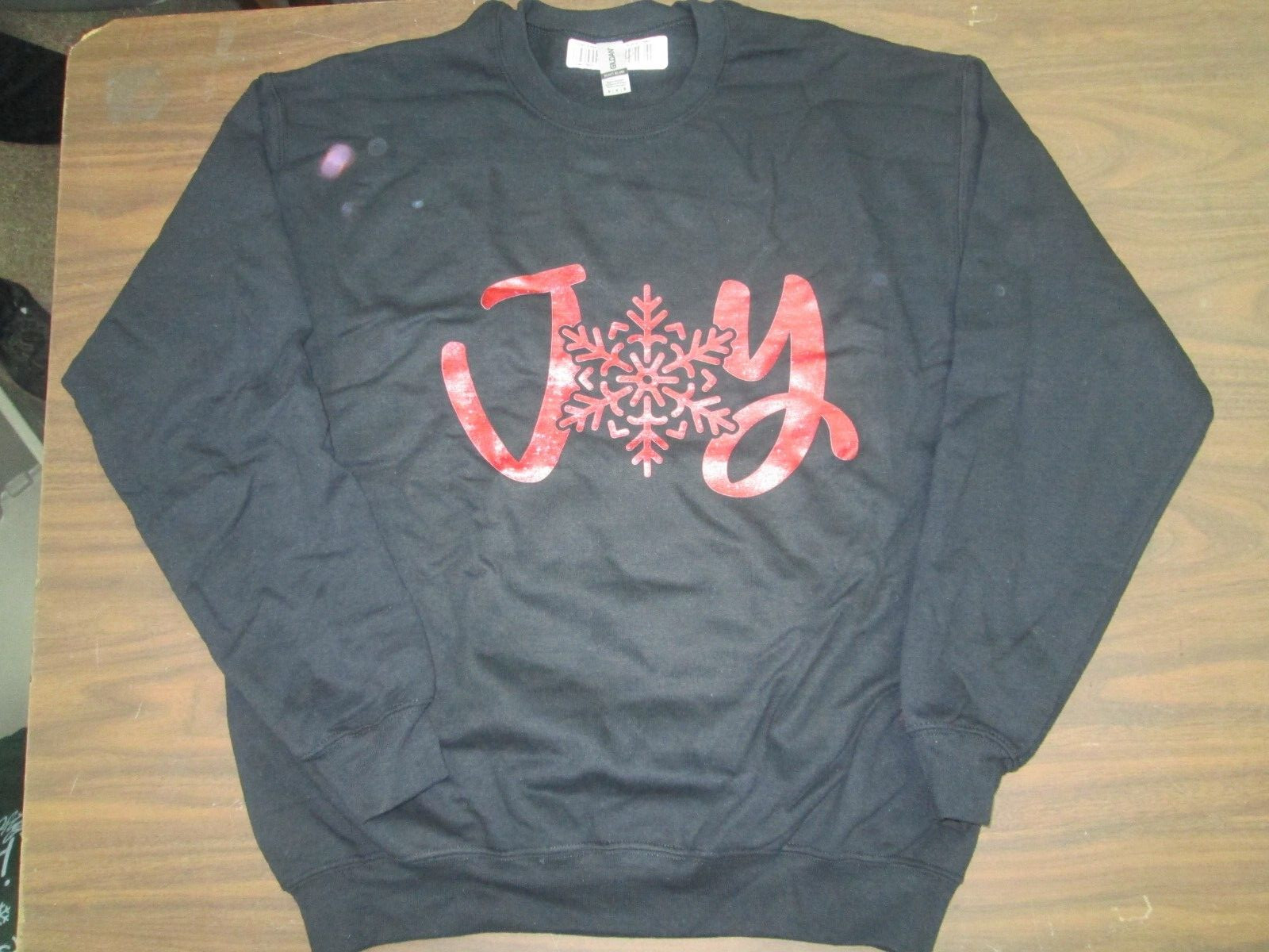 Christmas Sweatshirt black Red Medium Gildan Joy Snowflake NEW 6 gallery