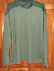 LL Bean Mens Olive Green LS 1/4 Zip Pullover Shirt Chest Zip Pocket – XXL