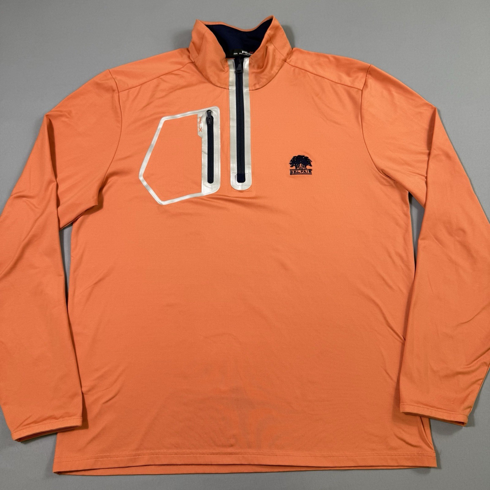 RLX Ralph Lauren 1/4 Zip Pullover Shirt Mens Medium Orange Wicking Zip Pocket gallery