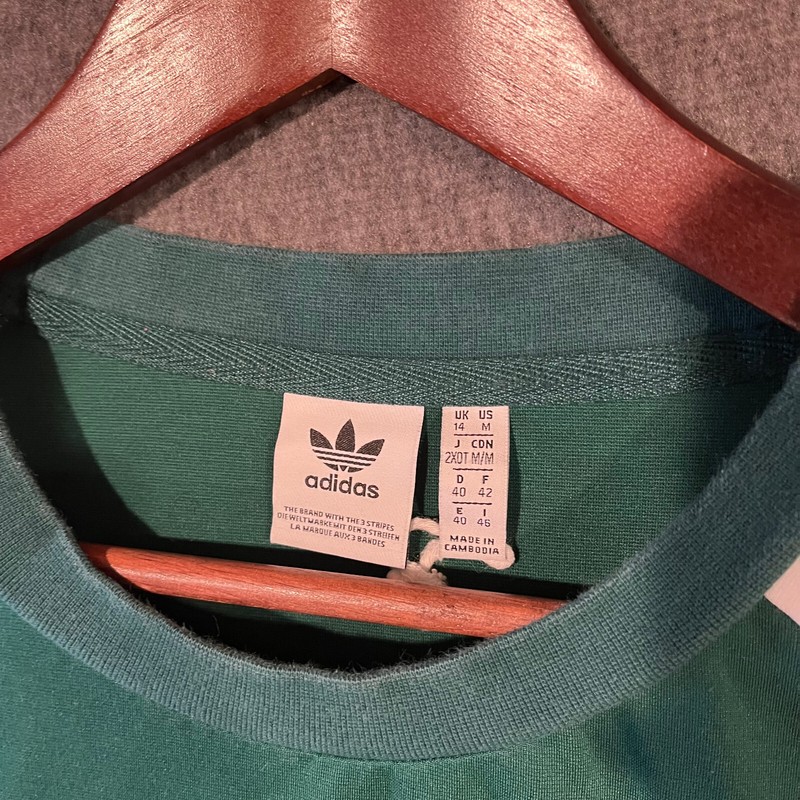 Adidas Originals Essentials Men's Medium Collegiate Green 3-Stripes T-Shirt gallery