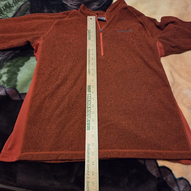 Merrell L/S Pullover 1/4 Zip Sweater Shirt Size XL Orange Fleece Hiking Top gallery