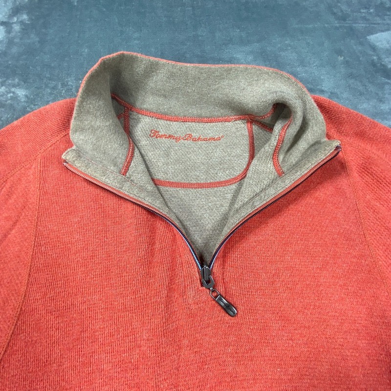 Tommy Bahama Performance Pullover Men 2XL Orange Athletic Golf Knit 1/4 Zip * gallery