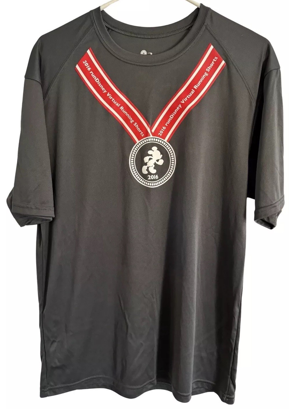 Disney Badger Sport Runners Performance Shirt Mens Medium Wolf Gray Mickey Medal gallery