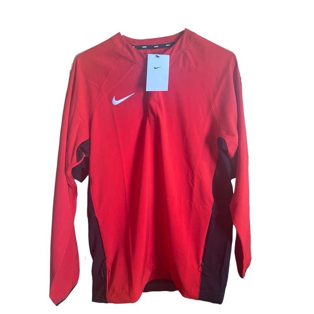 Nike Baseball Red White Long Sleeve Pregame Top Men’s Size Small NEW DO9174-657