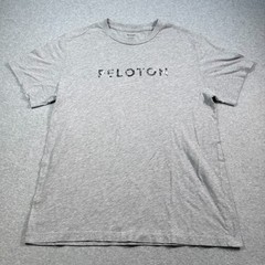 PELOTON Mens L Grey T Shirt Floral Camo Logo Short Sleeve Athleisure Gym