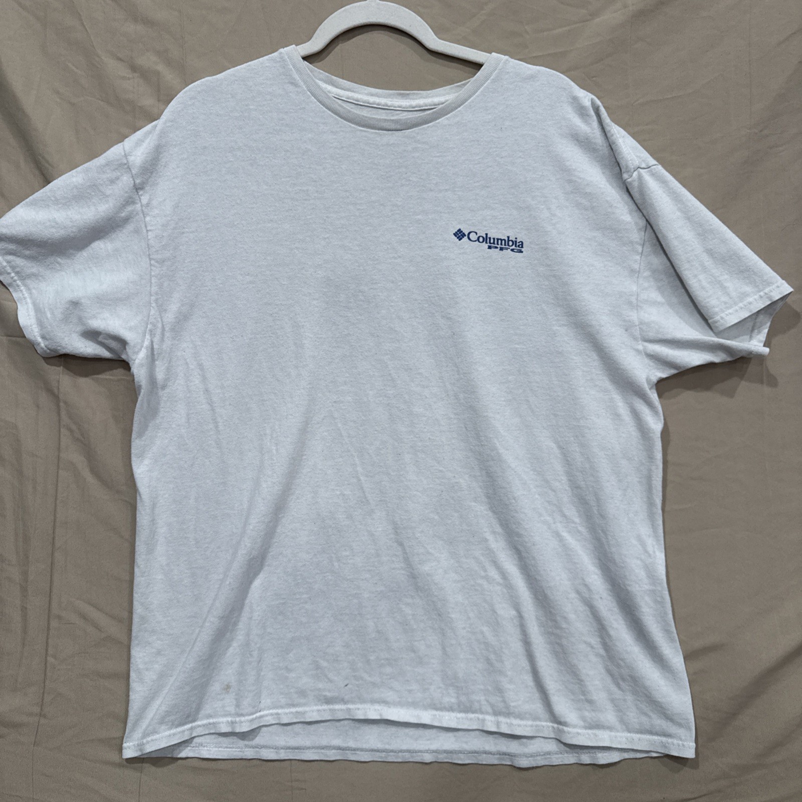 Columbia PFG Performance Fishing T Shirt White Fish Flag Graphic Outdoors Men XL gallery