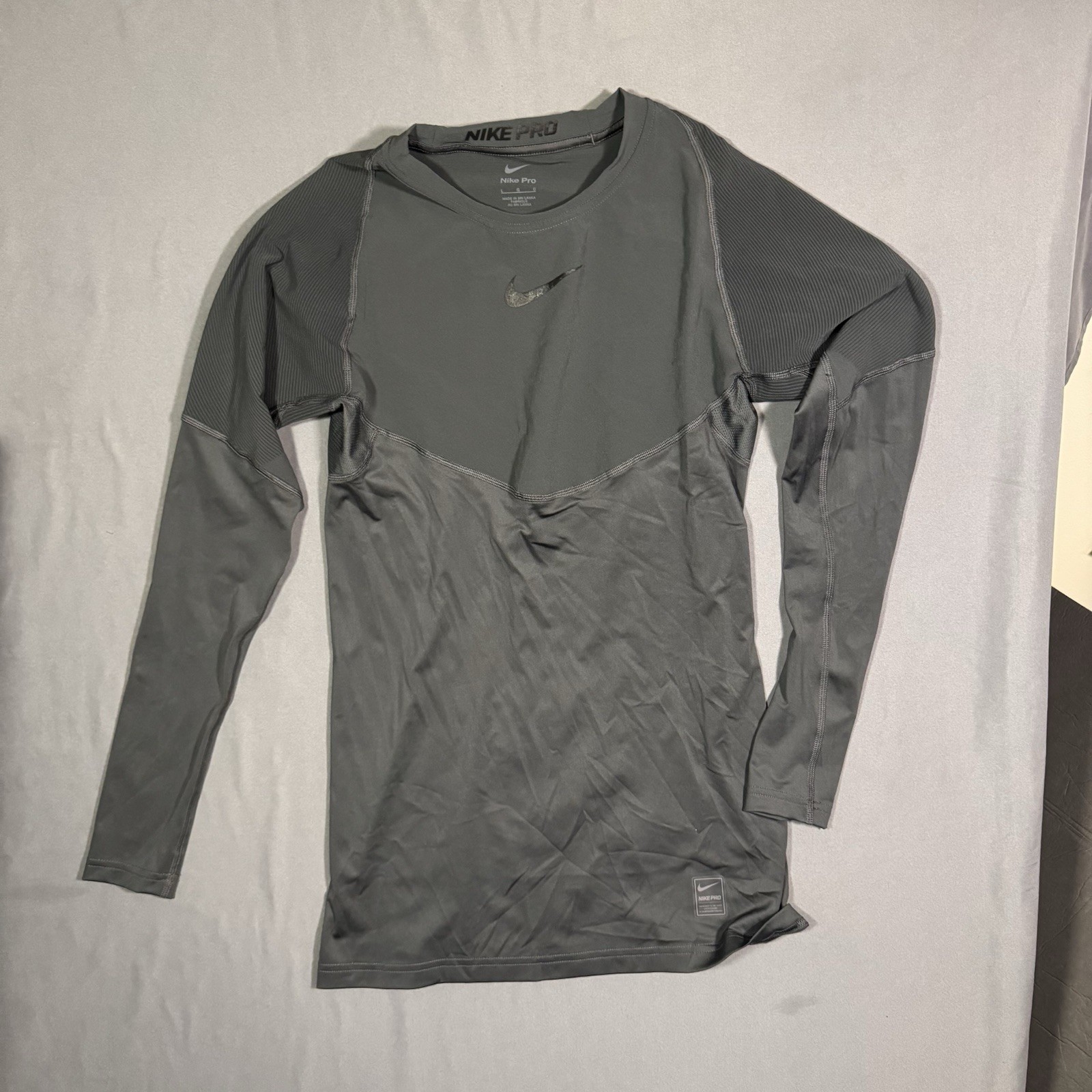 Nike Pro Mens HyperCompression LS Training Shirt L charcoal 646372-060 NWOT $110 gallery