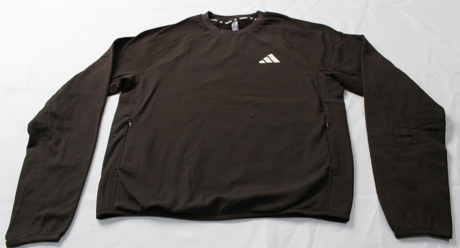 Adidas Men's Active Long Sleeve Running Logo Zip Pocket Top EJ3 Brown Small gallery