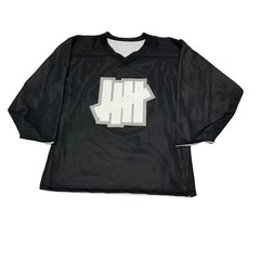 Undefeated Mesh Hockey Jersey Black 5-Strike Logo Athletic Knit Mens L/S Shirt