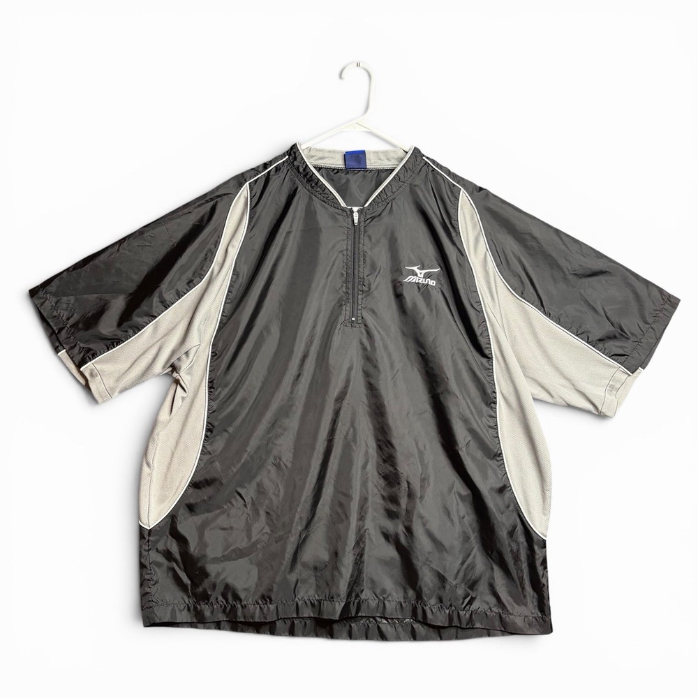 Mizuno Teamwear Baseball Golf 1/4 Zip Windbreaker Mens Size XL Black & Gray