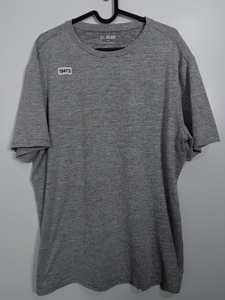 01.Algo Mens Performance Quick Dry UV SPF 40 Recycled T Shirt Gray Sz L 22x29