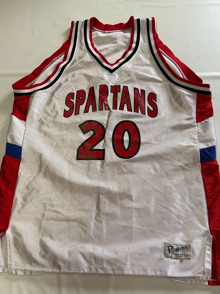 Mens POWERS White Vintage #20 Spartans Basketball Jersey Sz 46
