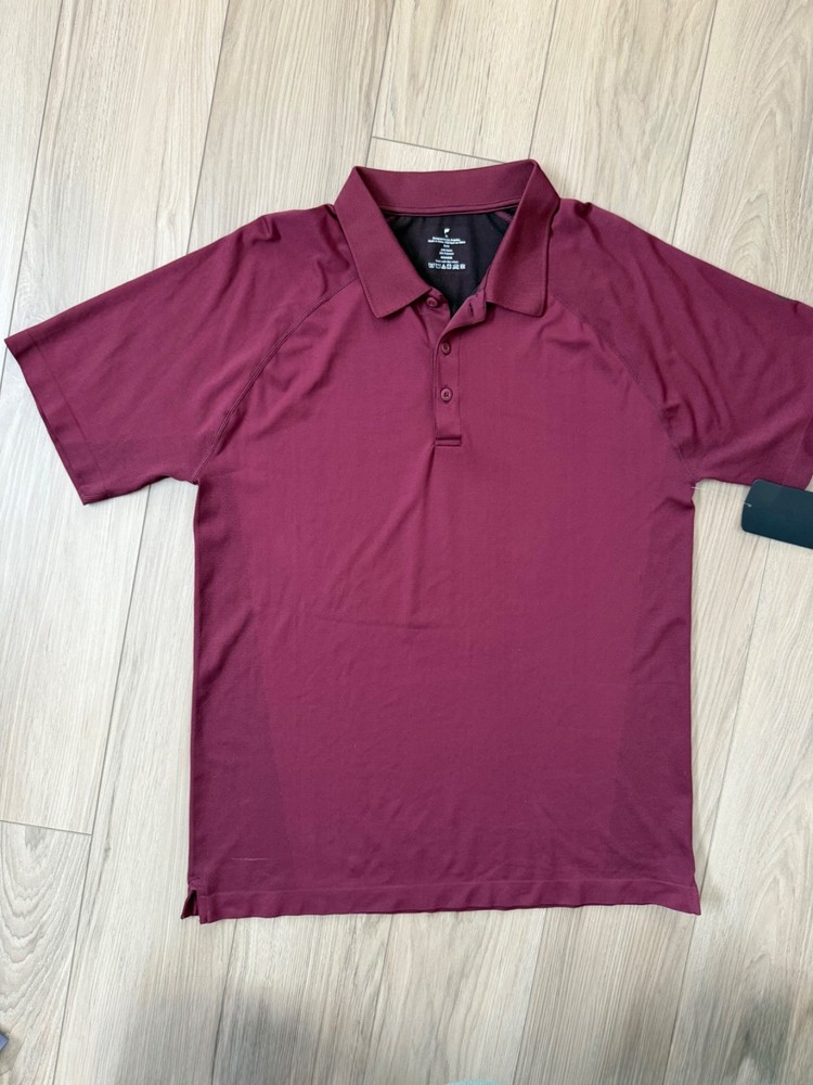Fabletics Men The Training Day Polo Size XL Burgandy Plum Short Sleeve NWT