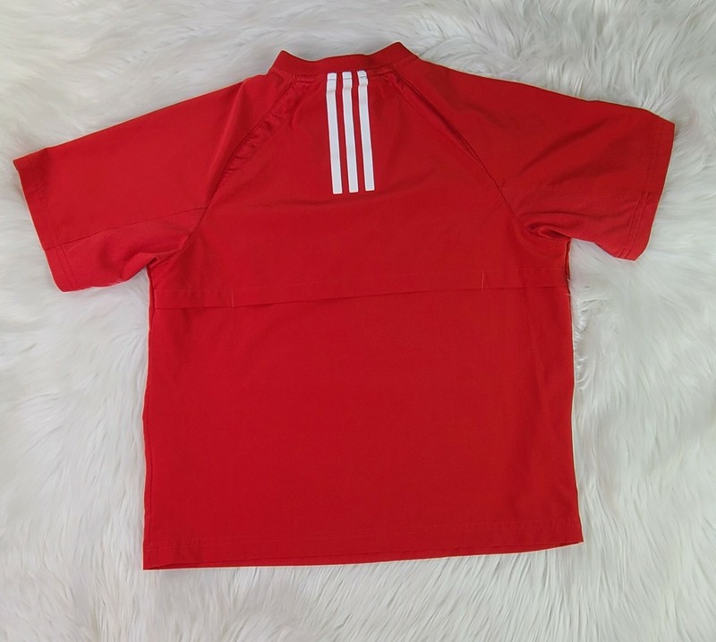Adidas Pullover Youth Small Red Half Zip Short Sleeve Vented * gallery