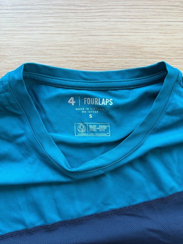Fourlaps Smash Tee Color Block Teal Navy S turquoise stripe performance tshirt gallery