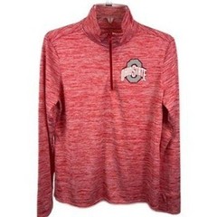 Ohio State Buckeyes Men’s Size Large Scarlet Gray Quarter Zip Pullover Shirt Top