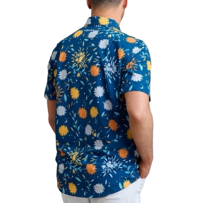 William Murray Golf Mums The Word Navy Multicolored S/S Button Down L New Sealed gallery