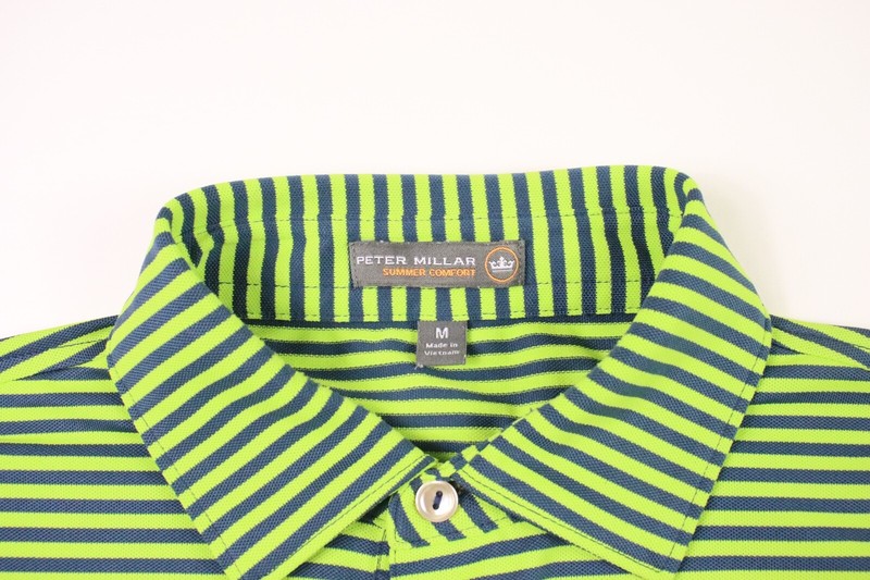 Peter Millar Summer Comfort Medium Striped Golf Performance Polo M Blue gallery