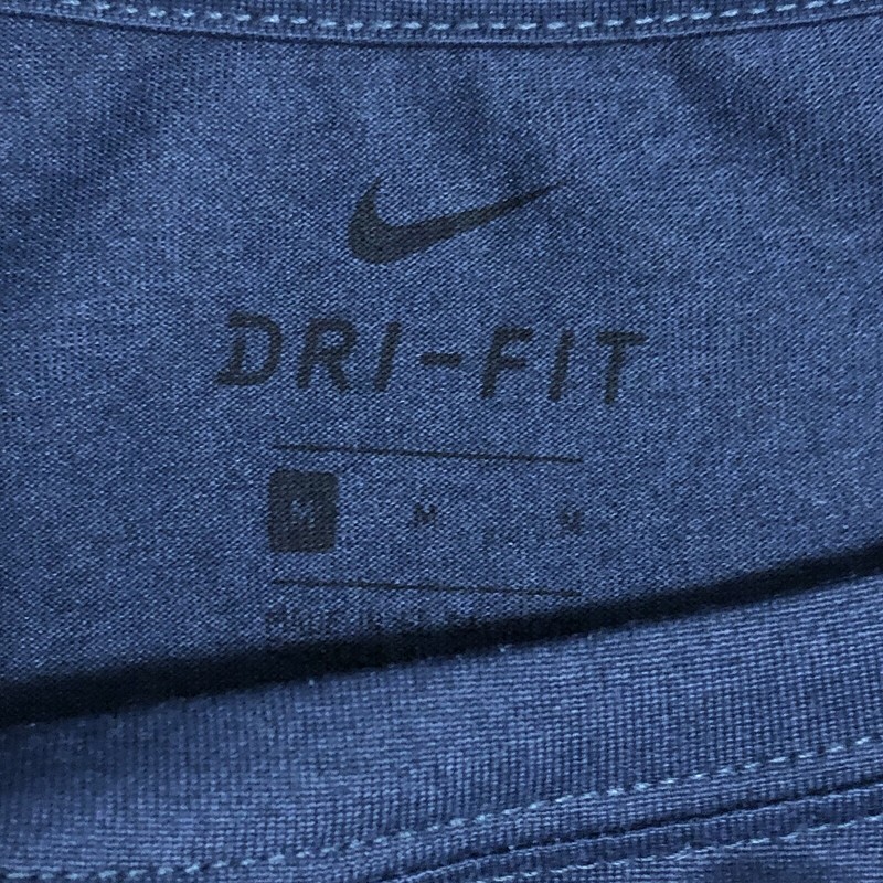 Nike Athletic Top Mens Medium Crew Neck Shirt Short Sleeve Fitted Navy Blue Logo gallery