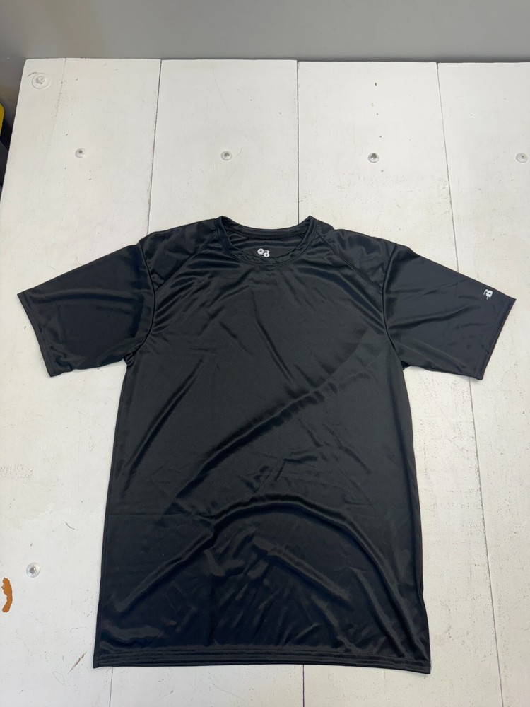 Badger Sport Solid Black Athletic Short Sleeve T Shirt Mens Size Medium