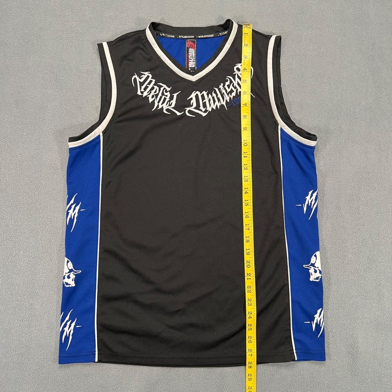 Metal Mulisha Tank Top Mens M Black Blue Jersey Y2K Embroidered Graphic Logo gallery